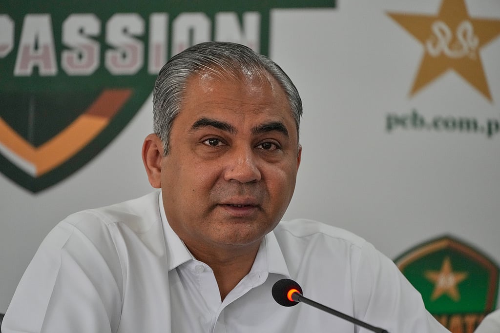 Pakistans Interior Minister and Chairman of Pakistan Cricket Board Mohsin Naqvi 