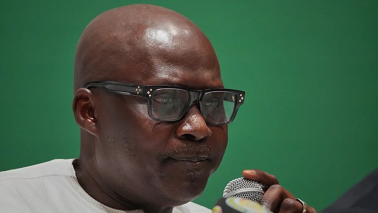 Abdoulaye Fall, president of the Senegalese football federation speaks during a press conference in Dakar, Senegal. - File/AP