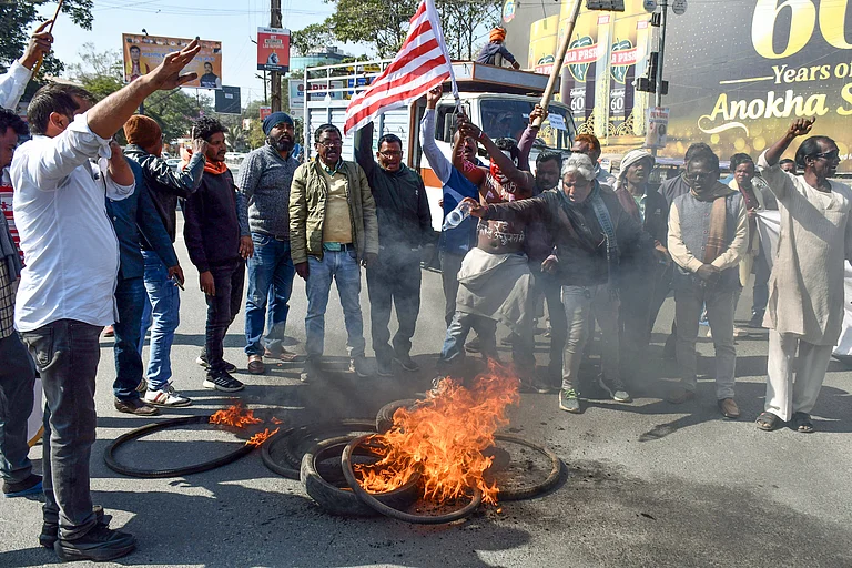 Members of Tribal organisations during Jharkhand Bandh protest Ranchi,
- IMAGO