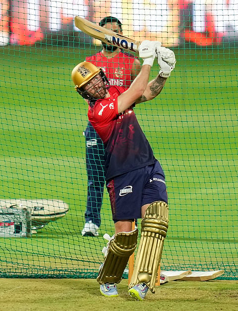 Royal Challengers Bengaluru’s Phil Salt during a practice session ahead of the Indian Premier League (IPL) 2026 cricket match against Sunrisers Hyderabad, at M. Chinnaswamy Stadium in Bengaluru.