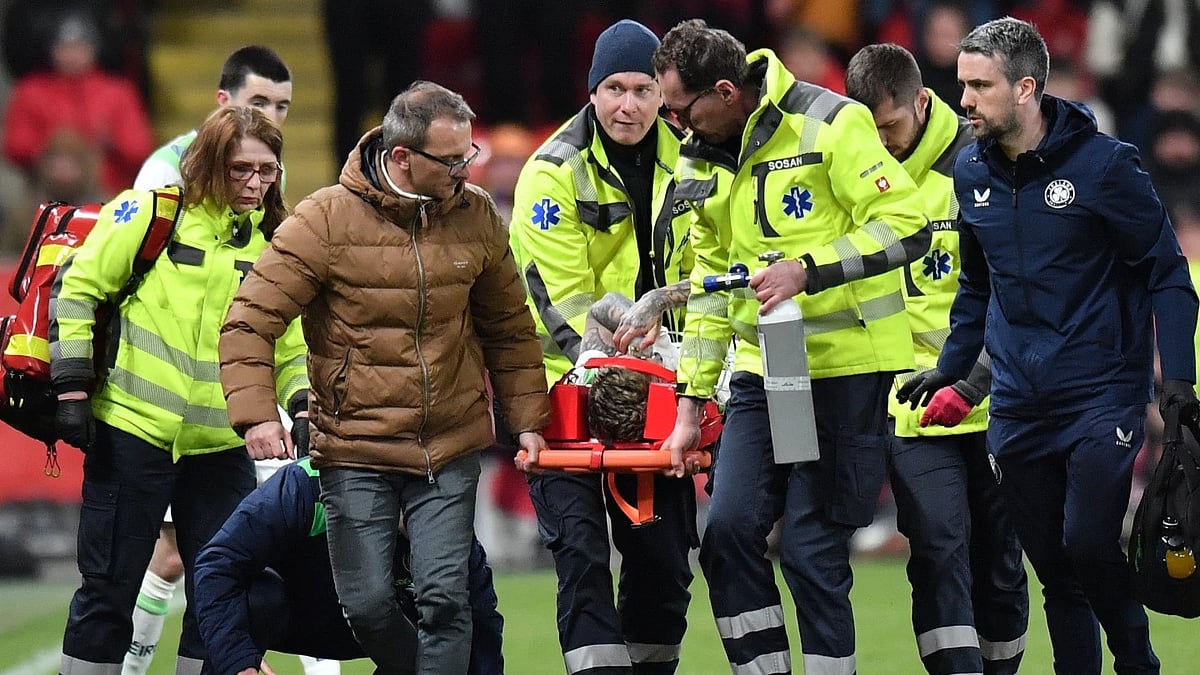 Republic of Ireland's Sammie Szmodics receives medical attention after sustaining an injury during the World Cup playoff game against Czechia. - AP