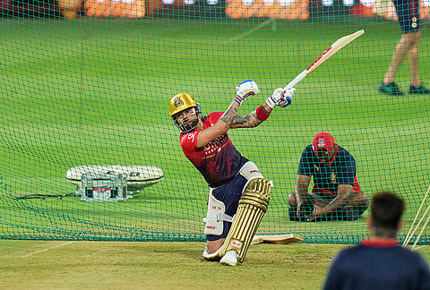Bengaluru: Royal Challengers Bengaluru’s Virat Kohli during a practice session ahead of the Indian Premier League (IPL) 2026 cricket match against Sunrisers Hyderabad, at M. Chinnaswamy Stadium in Bengaluru.