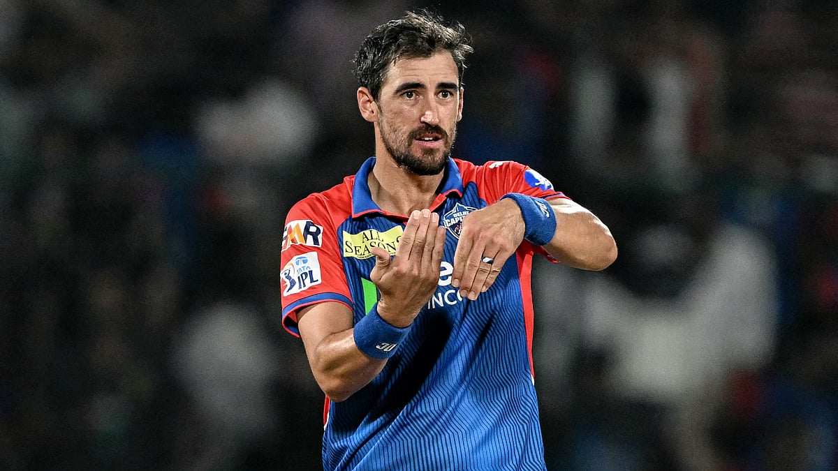 | Photo: File : Mitchell Starc in action for Delhi Capitals during the Indian Premier League 2025.