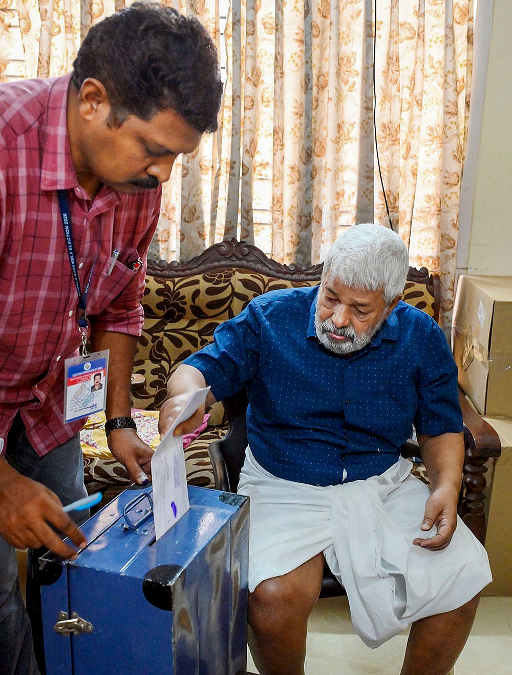 ⁠Kerala polls: Elderly voter casts ballot from home