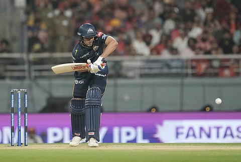 Gujarat Titans' captain Shubman Gill plays a shot during the Indian Premier League cricket match between Gujarat Titans and Punjab Kings in New Chandigarh.