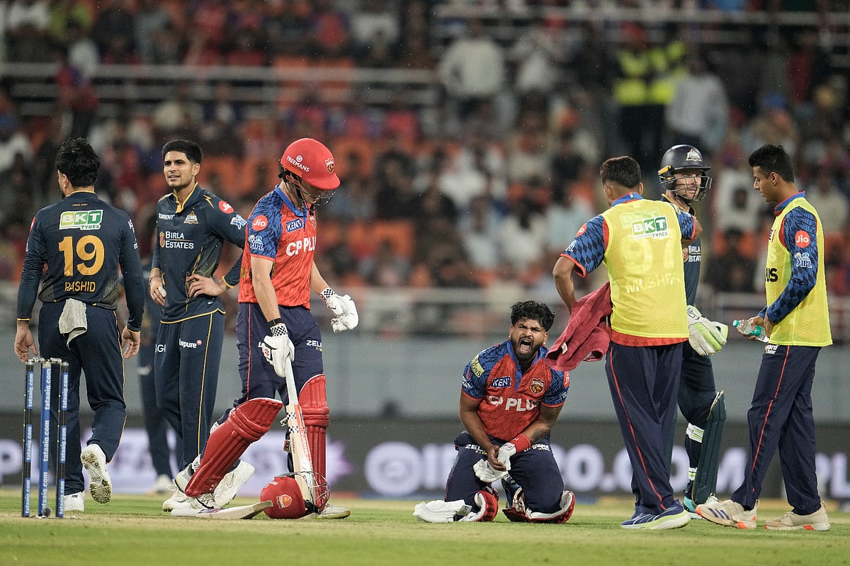 Punjab Kings' captain Shreyas Iyer reacts after a shot hitter by Cooper Connolly during the Indian Premier League cricket match between Gujarat Titans and Punjab Kings in New Chandigarh, India, Tuesday, March 31, 2026.
