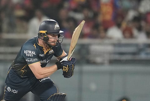 Gujarat Titans' Glenn Phillips plays a shot during the Indian Premier League cricket match between Gujarat Titans and Punjab Kings in New Chandigarh.