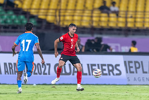 Hong Kong's Alexander Jojo in action against India during their AFC Asian Cup Qualifiers on March 31, 2026.
