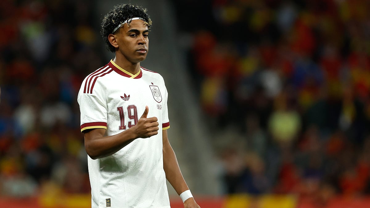 | Photo: AP/Joan Monfort : Spain's Lamine Yamal reacts during the international friendly soccer match between Spain and Egypt in Barcelona, Spain, Tuesday, March 31, 2026.