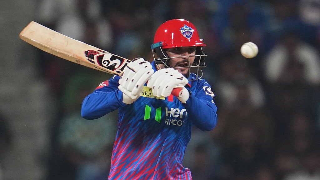 Delhi Capitals' Sameer Rizvi plays a shot during the Indian Premier League cricket match between Lucknow Super Giants and Delhi Capitals in Lucknow, India, Wednesday, April 1, 2026.  - AP Photo/Manish Swarup