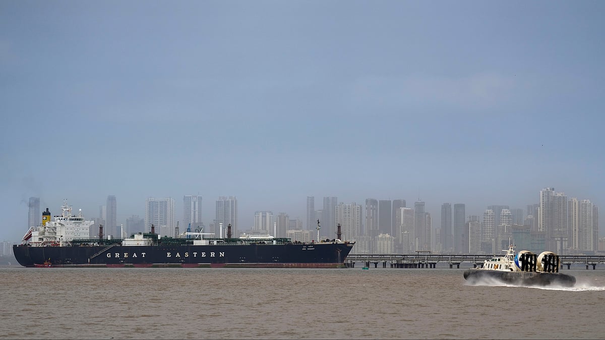 PTI: Kunal Patil : Representative Image: Indian tanker 'Jag Vasant', owned by Great Eastern Shipping Company Ltd, after clearing the Strait of Hormuz, is seen anchored at the liquefied petroleum gas (LPG) discharge terminal, in Mumbai, Wednesday, April 1, 2026.