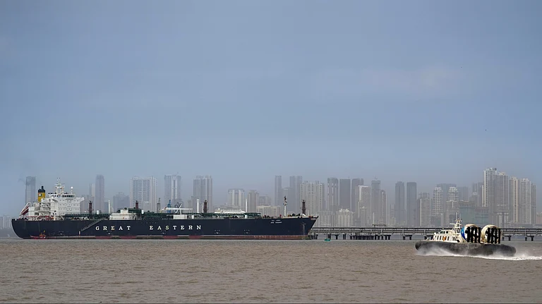 Representative Image: Indian tanker 'Jag Vasant', owned by Great Eastern Shipping Company Ltd, after clearing the Strait of Hormuz, is seen anchored at the liquefied petroleum gas (LPG) discharge terminal, in Mumbai, Wednesday, April 1, 2026. - PTI: Kunal Patil