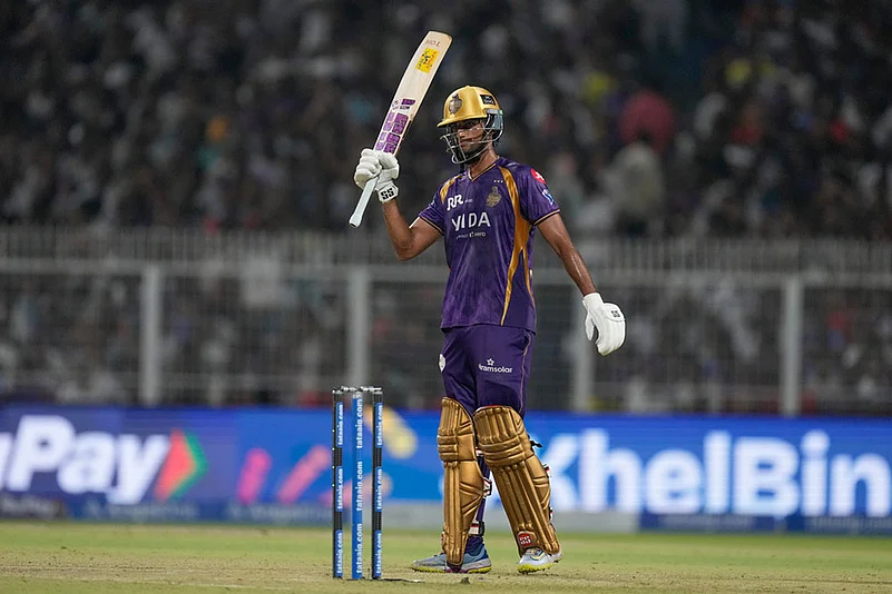 Angkrish Raghuvanshi celebrates his fifty runs IPL 2026