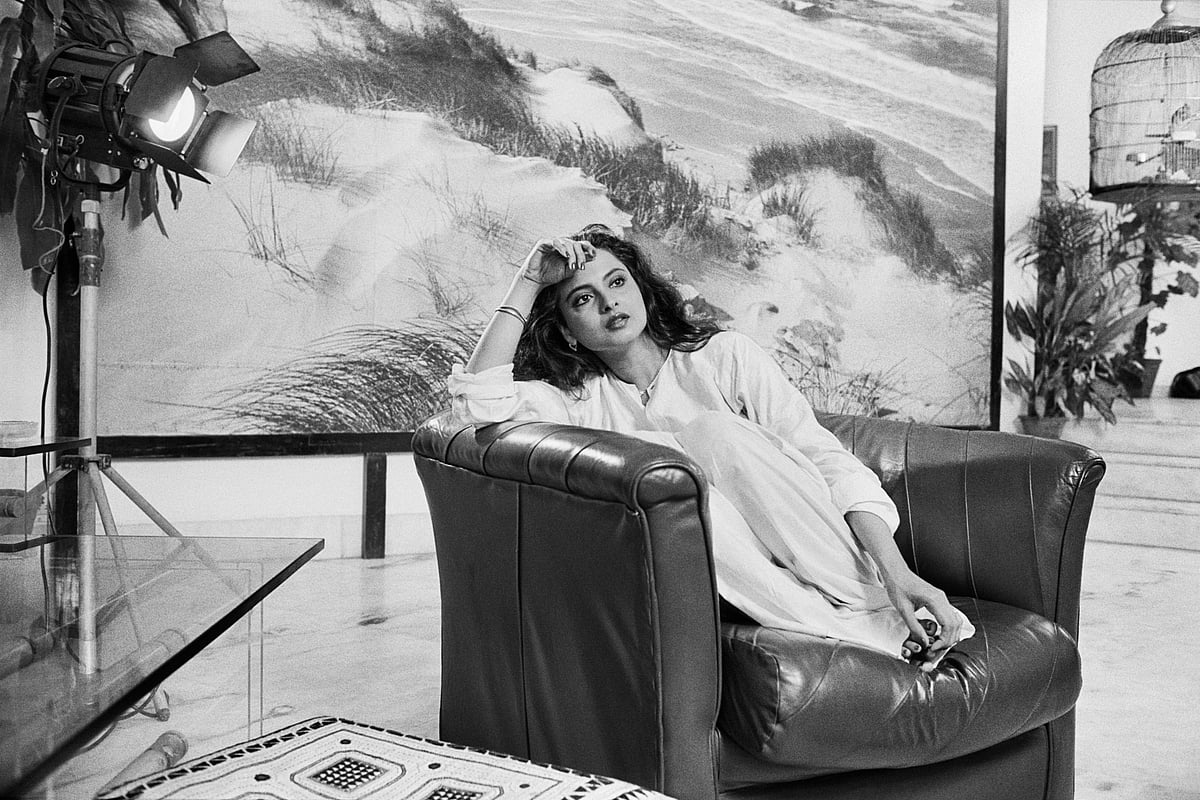 | Photo Courtesy: Ketaki Sheth & PHOTOINK : Ethereal: Rekha on the set of Souten ki Beti, Juhu, Bombay, 1988.