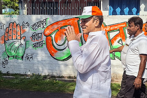 Congress candidate from Berhampore constituency, Adhir Ranjan Chowdhury, campaigns ahead of the West Bengal Assembly elections, in Murshidabad.