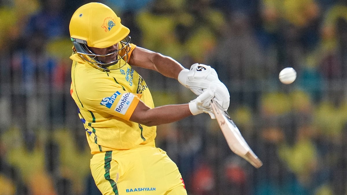 Chennai Super Kings' Ayush Mhatre hits a boundary during the Indian Premier League cricket match between Chennai Super Kings and Punjab Kings in Chennai, India, Friday, April 3, 2026.  - AP Photo
