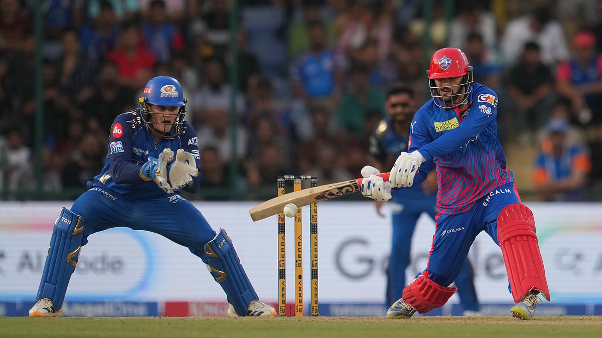Delhi Capitals' Sameer Rizvi plays a shot during the Indian Premier League cricket match on Saturday, April. 4, 2026. - (AP Photo/Manish Swarup)