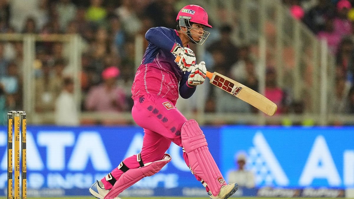AP Photo/Ajit Solanki : Rajasthan Royals' Vaibhav Sooryavanshi plays a shot during the Indian Premier League cricket match between Gujarat Titans and Rajasthan Royals in Ahmedabad, India, Saturday, April 4, 2026. 