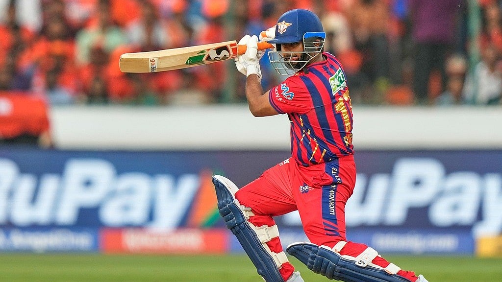 Lucknow Super Giants' captain Rishabh Pant in action during the Indian Premier League cricket match between Sunrisers Hyderabad and Lucknow Super Giants in Hyderabad, India, Sunday, April 5, 2026. - AP Photo