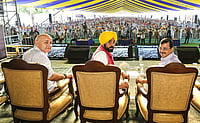 ANI : Punjab Chief Minister Bhagwant Mann with AAP National Convener Arvind Kejriwal and AAP leader Manish Sisodia attend Sehat Kranti , in Fatehgarh Sahib Fatehgarh Sahib Punjab , Mar 28 (ANI): Punjab Chief Minister Bhagwant Mann with AAP National Convener Arvind Kejriwal and AAP leader Manish Sisodia during Sehat Kranti , in Fatehgarh Sahib on Saturday.