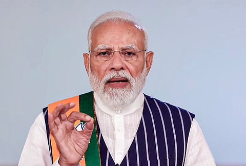 Prime Minister Narendra Modi gives a virtual address on the occassion of Bharatiya Janata Party's foundation day. 