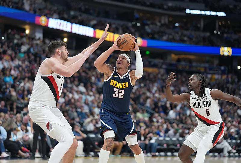 denver nuggets vs portland trail blazers nba basketball-Aaron Gordon