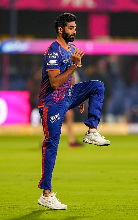 Mumbai Indians' Jasprit Bumrah during a training session ahead of an Indian Premier League (IPL) 2026 T20 cricket match between Mumbai Indians and Rajasthan Royals, in Guwahati.