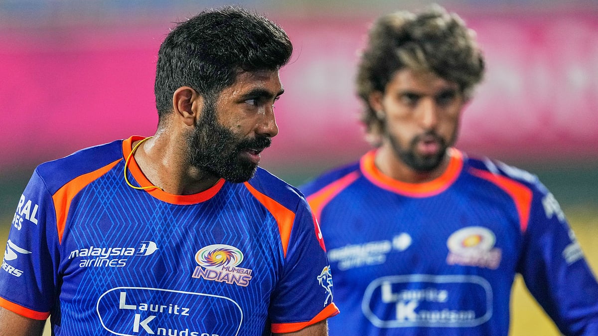 (AP Photo/Anupam Nath) : Mumbai Indians' Jasprit Bumrah and Tilak Verma train ahead of the Indian Premier League cricket match between Mumbai Indians and Rajasthan Royals in Guwahati, India, Monday, April 6, 2026