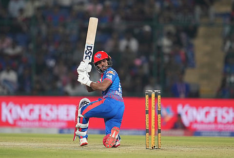 Delhi Capitals' Pathum Nissanka plays a shot during the Indian Premier League cricket match between Delhi Capitals and Gujarat Titans in New Delhi.