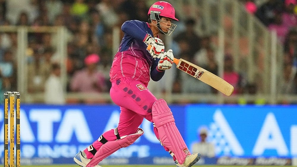 | Photo: AP/Ajit Solanki : Rajasthan Royals' Vaibhav Sooryavanshi plays a shot during the Indian Premier League cricket match between Gujarat Titans and Rajasthan Royals in Ahmedabad.