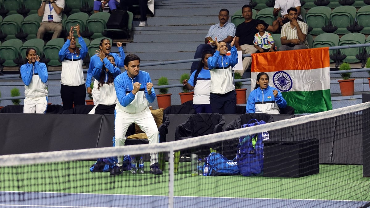 India's Vishal Uppal during India's Billie Jean King Cup Asia/Oceania group match against Thailand on April 8, 2026. - | Photo: DLTA