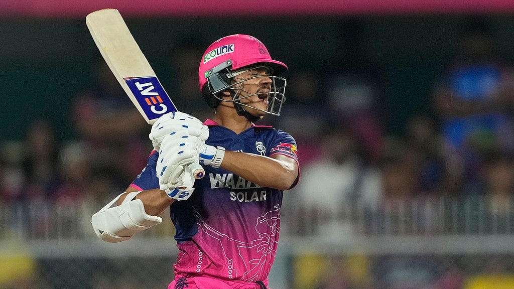 AP : Rajasthan Royals' Yashasvi Jaiswal plays a shot during their Indian Premier League match against Mumbai Indians in Guwahati.