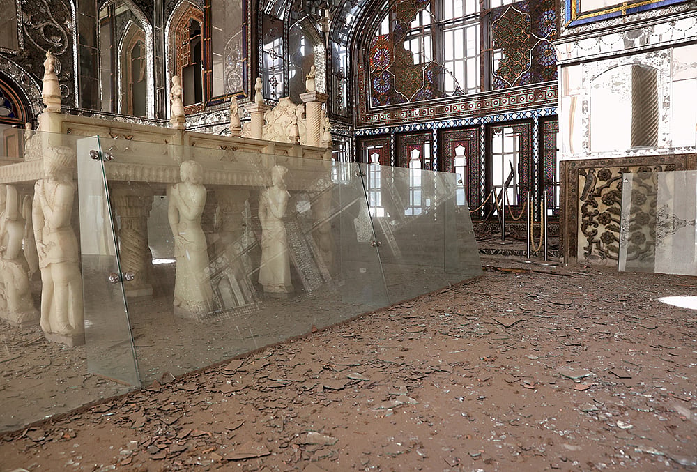 | Photo: ISNA via AP : Damage caused by U.S. and Israeli strikes on Iran is seen at the Qajar-era Golestan Palace in Tehran, Iran.