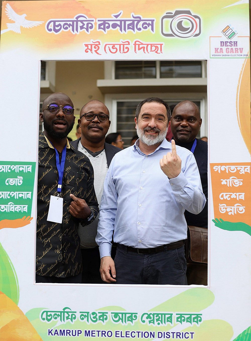 Assam polls: Foreign delegates visit a poll booth in Guwahati