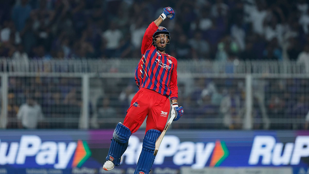 Mukul Choudhary celebrating his knock against Kolkata Knight Riders at the Eden Gardens in Kolkata in IPL 2026.  - IPL/X