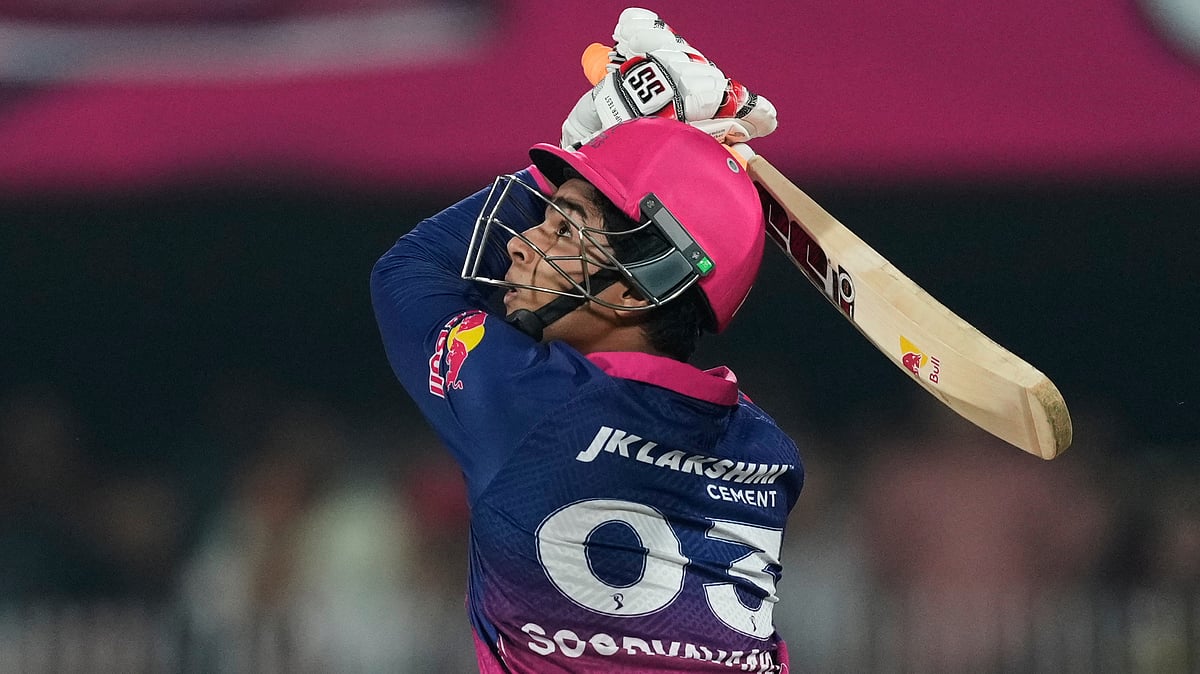 Vaibhav Sooryavanshi bats during the Indian Premier League cricket match between Rajasthan Royals and Royal Challengers Bengaluru in Guwahati. - AP