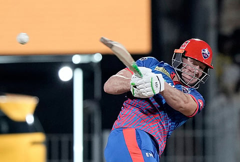 Delhi Capitals' David Miller plays a shot during the Indian Premier League cricket match between Chennai Super Kings and Delhi Capitals in Chennai.