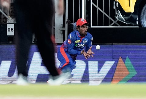 Delhi Capitals' Pathum Nissanka drops the catch of Chennai Super Kings' Sanju Samson during the Indian Premier League cricket match between Chennai Super Kings and Delhi Capitals in Chennai.