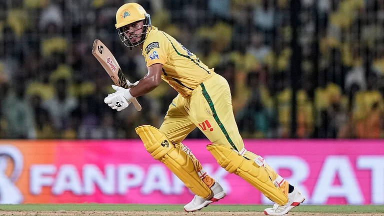 Ayush Mhatre in action in CSK vs DC IPL 2026 match at the MA Chidambaram Stadium in Chennai. - AP Photo