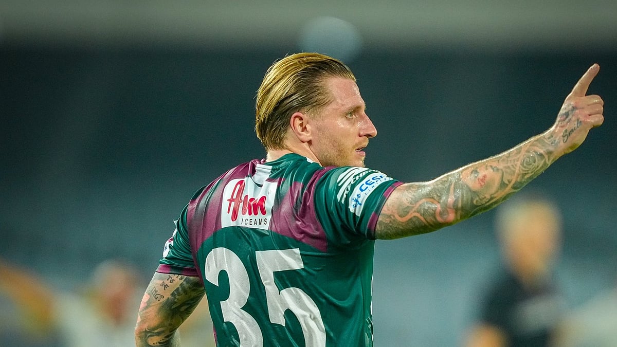 Jason Cummings celebrates after scoring the winner for Mohun Bagan against Punjab FC in ISL 2025-26.  - mohunbagansg/X