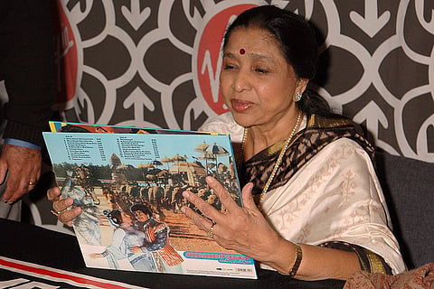 Asha Bhosle is seen here at the promotion event for her new album Love Supreme held at Virgin megastore Times Square, New York City
