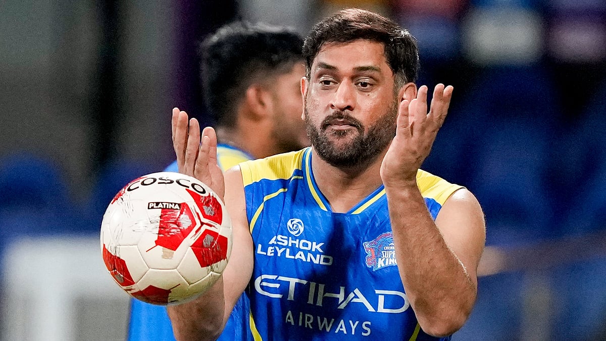 MS Dhoni during a practice session on the eve of the IPL match between Chennai Super Kings and Kolkata Knight Riders in Chennai.  - PTI