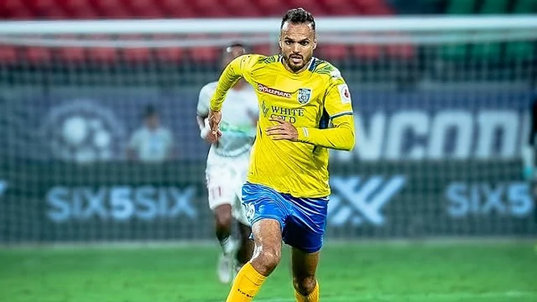 Kerala Blasters' Karim Benarif in action during the Indian Super League match against NorthEast United FC on April 15, 2026. - | Photo: Instagram/keralablasters