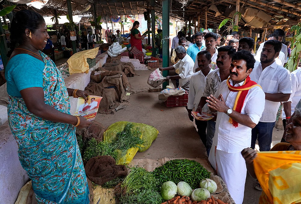 Nirmal Kumar from Tamilaga Vettri Kazhagam campaign during TN assembly elections.