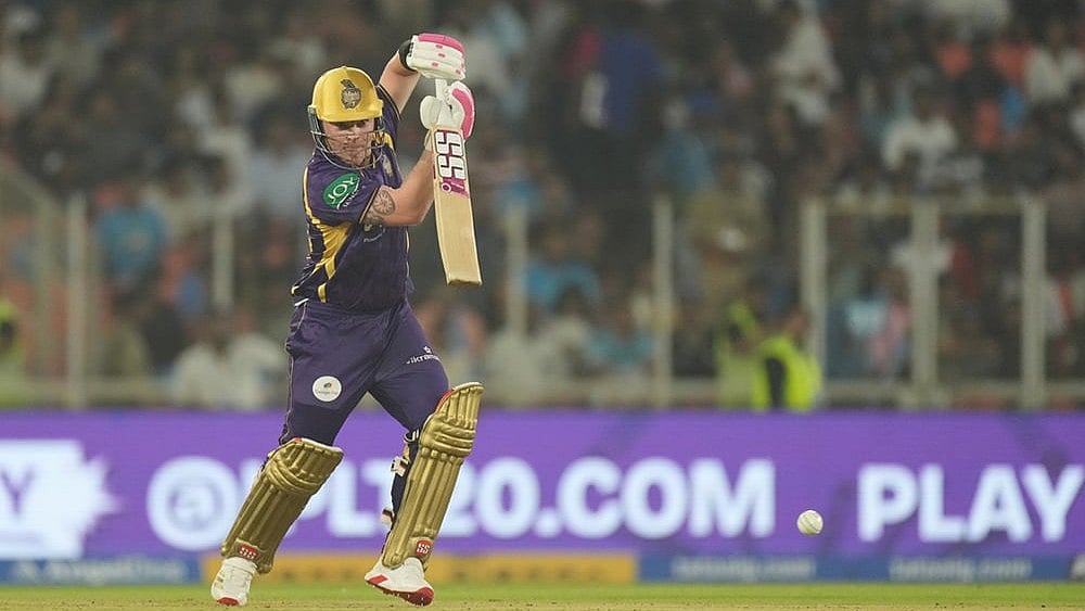 Kolkata Knight Riders Tim Seifert plays a shot during the Indian Premier League cricket match between Gujarat Titans and Kolkata Knight Riders in Ahmedabad. - | Photo: AP/Ajit Solanki