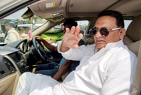 Congress MP Mohammad Azharuddin during a public rally in support of party candidate for Berhampore constituency Adhir Ranjan Chowdhury ahead of the West Bengal Assembly elections, in Murshidabad district.