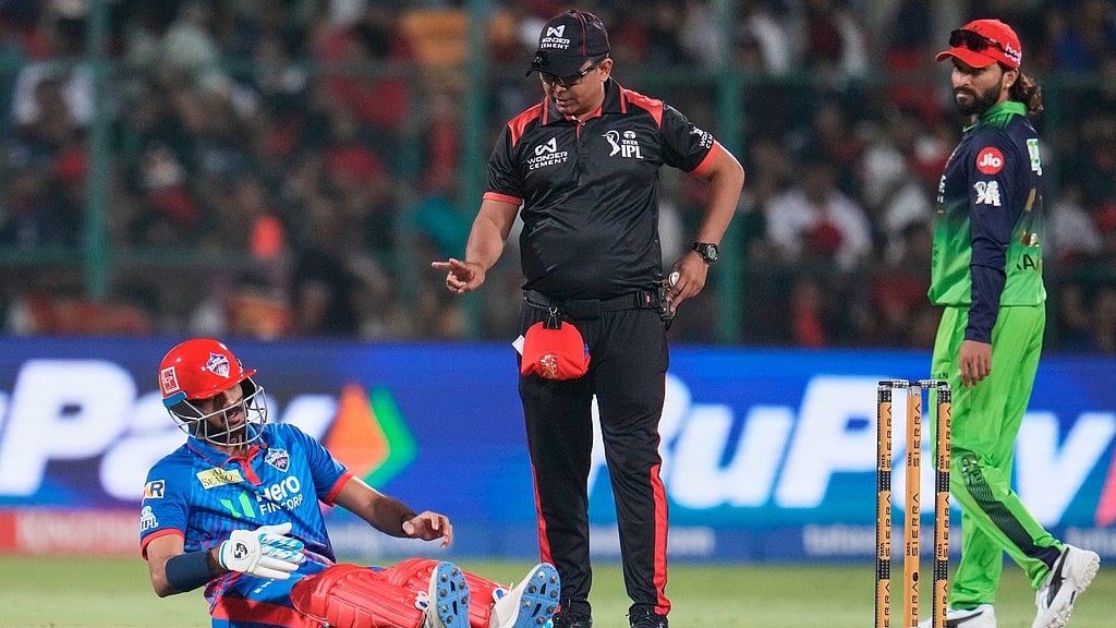 A turning point? The retiring hurt of Axar Patel brought David Miller early to the crease, giving him time to settle down during the Indian Premier League 2026 match between Royal Challengers Bengaluru and Delhi Capitals in Bengaluru. The South Africa batter had infamously denied a single to Kuldeep Yadav amid the Capitals' one-run loss to Gujarat Titans in Delhi. - AP/Aijaz Rahi