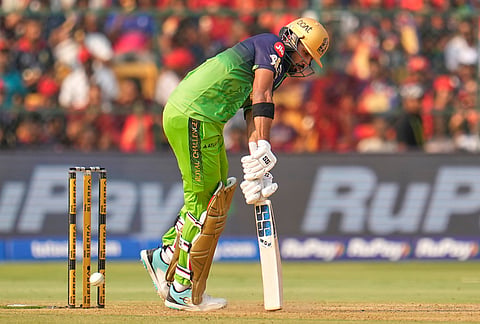 Royal Challengers Bengaluru's Devdutt Padikkal plays a shot during the Indian Premier League cricket match between Royal Challengers Bengaluru and Delhi Capitals in Bengaluru.