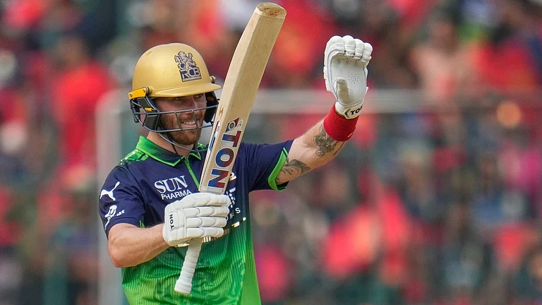Phil Salt smashed 63 runs off 38 balls to take RCB to 175/8 in 20 overs. - AP Photo/Aijaz Rahi