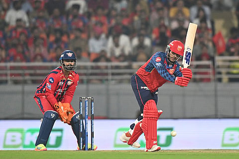 Punjab Kings' Priyansh Arya plays a shot during the Indian Premier League cricket match between Punjab Kings and Lucknow Super Giants in New Chandigarh, India.